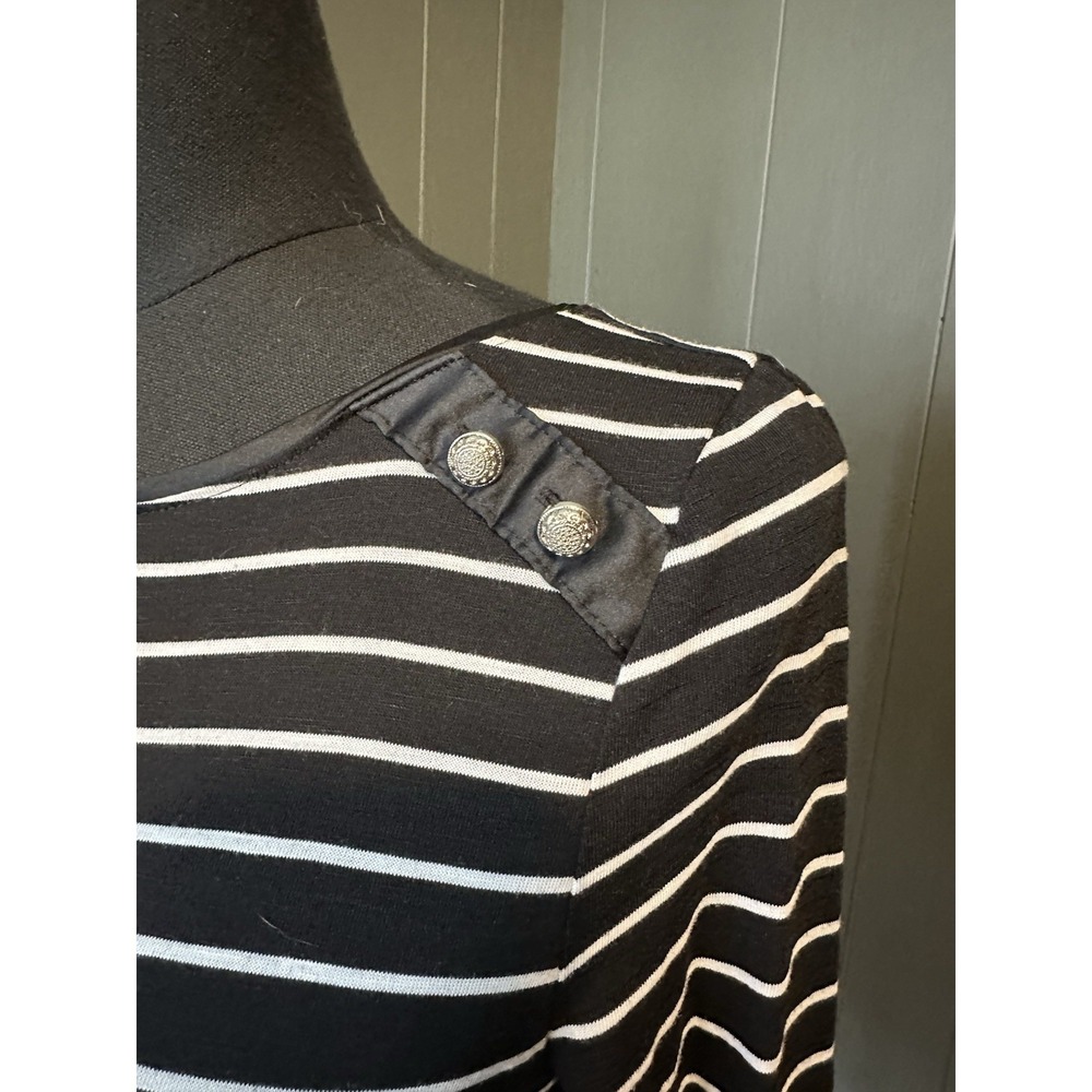 White House Black Market Black White Striped Nautical Long Sleeve Top XS - Picture 2 of 9